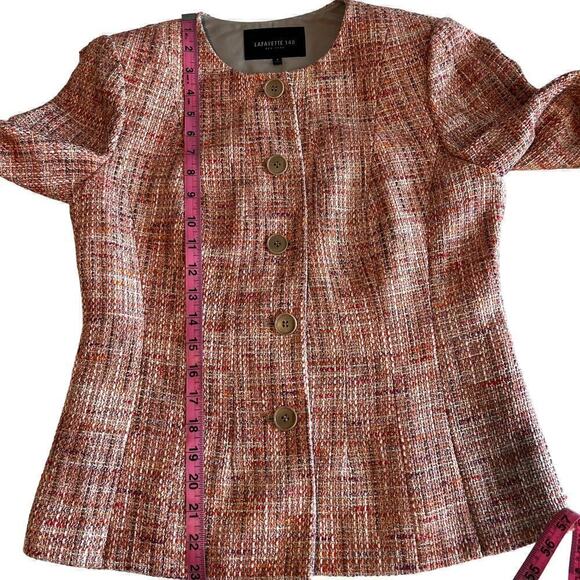 Lafayette 148 tweed Jacket/ blazer Size 4 color coral/pink/multi - Picture 12 of 13